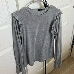 Lovely Grey Jersey Blouse With Sleeves